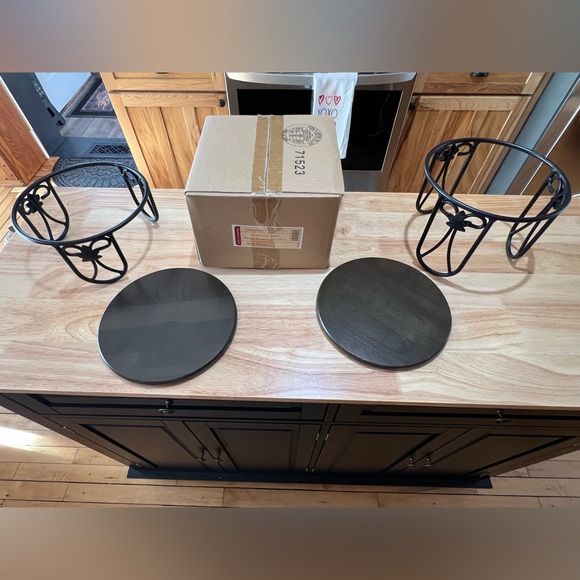 Longaberger®️ COMPLETE Wrought Iron PLATE Stands (Set 2) +Deep Brown Shelves 🍁